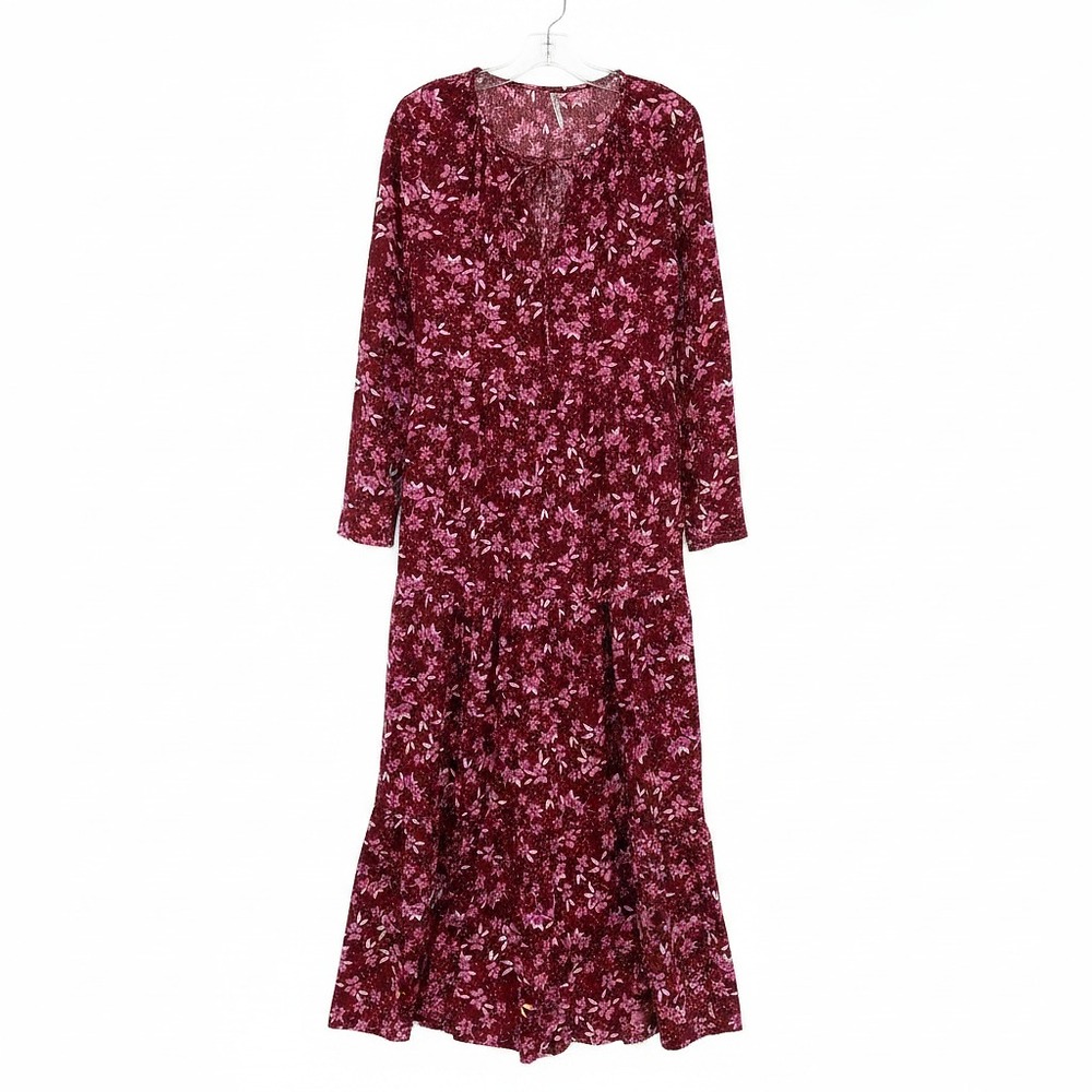 Free People Burgundy Purple Floral Maxi Dress | Regular M
